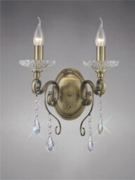 Libra Wall Lamp Switched 2 Candle Light Antique Brass, Crystal - thumbnail 2