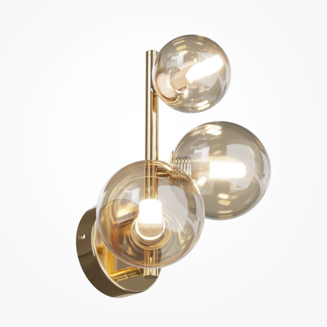 Maytoni Dallas Modern 3 Light Wall Lamp Gold, Cognac Shade, G9 - image 1