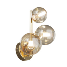 Maytoni Dallas Modern 3 Light Wall Lamp Gold, Cognac Shade, G9 - thumbnail 2