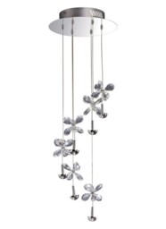 Aviva Ceiling Cluster Pendant 6 Light 4000K LED Polished Chrome, Crystal - thumbnail 1