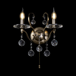 Zinta Wall Lamp Switched 2 Light E14 Switched Antique Brass/Crystal - thumbnail 2
