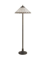 Worcester 2 Light Stepped Design Floor Lamp E27 With 40cm Tiffany Shade, Grey, Crystal, Aged Antique Brass - thumbnail 3