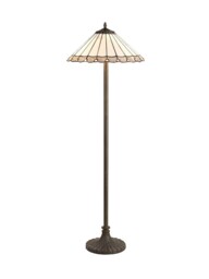 Worcester 2 Light Stepped Design Floor Lamp E27 With 40cm Tiffany Shade, Grey, Crystal, Aged Antique Brass - thumbnail 1