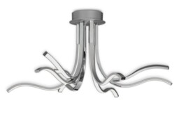 Corinto Semi Flush Ceiling Light 90cm, 60W LED, 3000K, 4800lm Dimmable, Silver Chrome