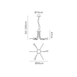 Corinto Semi Flush Ceiling Light 90cm, 60W LED, 3000K, 4800lm Dimmable, Silver Chrome - thumbnail 2