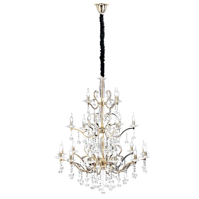 Zinta Ceiling Pendant Chandelier 3 Tier 22 Light French Gold, Crystal (Item Requires Assembly) - image 1