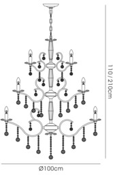 Zinta Ceiling Pendant Chandelier 3 Tier 22 Light French Gold, Crystal (Item Requires Assembly) - thumbnail 3