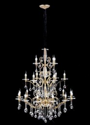 Zinta Ceiling Pendant Chandelier 3 Tier 22 Light French Gold, Crystal (Item Requires Assembly) - thumbnail 2