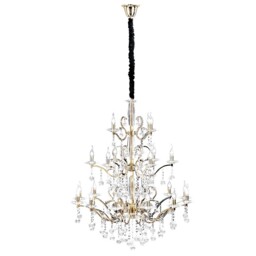 Zinta Ceiling Pendant Chandelier 3 Tier 22 Light French Gold, Crystal (Item Requires Assembly)