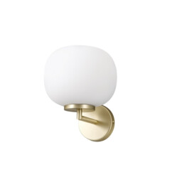 Cheektowaga Small Oval Ball Wall Lamp E27 Satin Gold Base With Frosted White Glass Globe - thumbnail 5