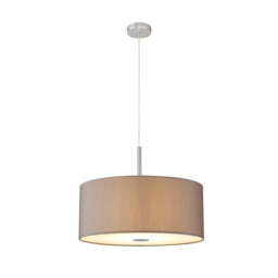 Baymont Polished Chrome 5 Light E27 Single Pendant With 60cm x 22cm x 22cm Faux Silk Shade, Grey/White Laminate - thumbnail 5