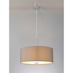 Baymont Polished Chrome 5 Light E27 Single Pendant With 60cm x 22cm x 22cm Faux Silk Shade, Grey/White Laminate - thumbnail 2