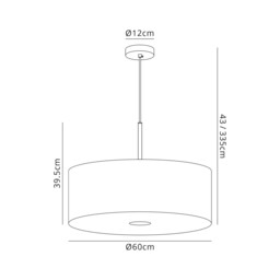Baymont Polished Chrome 5 Light E27 Single Pendant With 60cm x 22cm x 22cm Faux Silk Shade, Grey/White Laminate - thumbnail 3