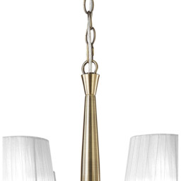 Tiffany Pendant 6+6 Light E14+G9, Antique Brass With White Shades & Clear Crystal - thumbnail 5