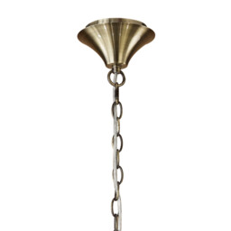 Tiffany Pendant 6+6 Light E14+G9, Antique Brass With White Shades & Clear Crystal - thumbnail 3