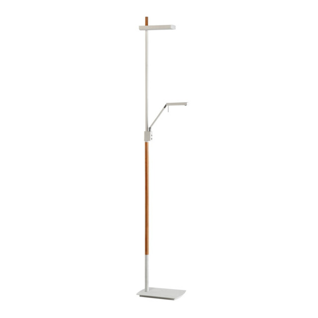 Phuket Floor Lamp 2 Light 21W Down 7W Up LED 3000K, 3000lm, Touch Dimmer, Matt White / Beech - image 1