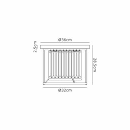Guilford Ceiling Lamp, 3 Light E27, Satin Black, Clear - thumbnail 2