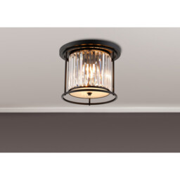 Guilford Ceiling Lamp, 3 Light E27, Satin Black, Clear - thumbnail 3