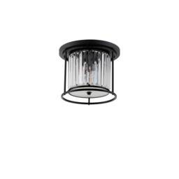 Guilford Ceiling Lamp, 3 Light E27, Satin Black, Clear - thumbnail 5
