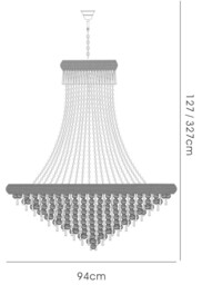 Alexandra Ceiling Pendant Chandelier 20 Light French Gold, Crystal - thumbnail 3