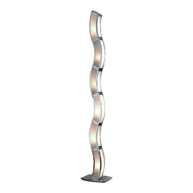 Duna E27 Floor Lamp 6 Light E27, Polished Chrome/White Acrylic, CFL Lamps INCLUDED - image 1