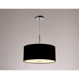 Baymont Polished Chrome 3 Light E27 Single Pendant With 40cm x 18cm Dual Faux Silk Shade, Black/Green Olive - thumbnail 2