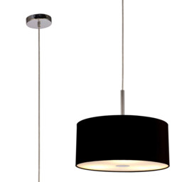 Baymont Polished Chrome 3 Light E27 Single Pendant With 40cm x 18cm Dual Faux Silk Shade, Black/Green Olive