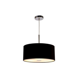 Baymont Polished Chrome 3 Light E27 Single Pendant With 40cm x 18cm Dual Faux Silk Shade, Black/Green Olive - thumbnail 5