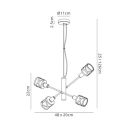 Burlington 4 Light  Adjustable Ceiling Pendant E14, Oiled Bronze, Polished Chrome, Amber - thumbnail 2
