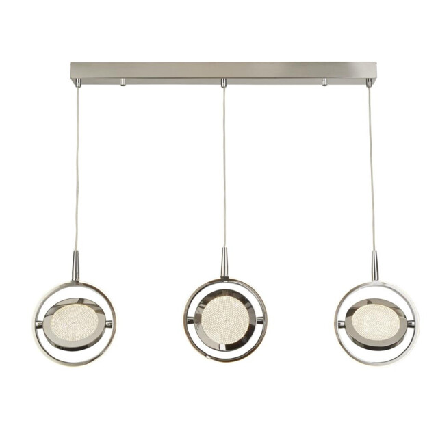 Gyroscope 3 Light LED Ring Bar Pendant Chrome, Crystal Sand 3000K - image 1