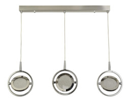 Gyroscope 3 Light LED Ring Bar Pendant Chrome, Crystal Sand 3000K - thumbnail 2