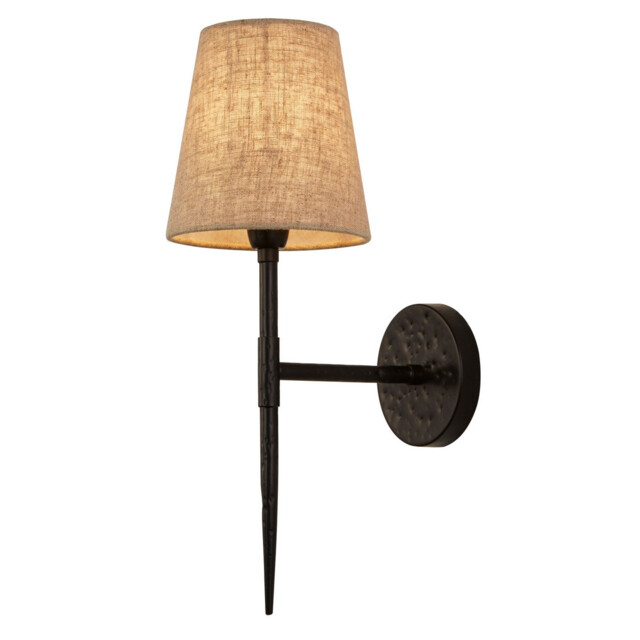 Gothic Wall Light Hammered Black, Natural Linen - image 1