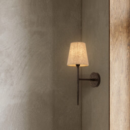 Gothic Wall Light Hammered Black, Natural Linen - thumbnail 2