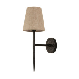 Gothic Wall Light Hammered Black, Natural Linen - thumbnail 3