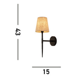 Gothic Wall Light Hammered Black, Natural Linen - thumbnail 5
