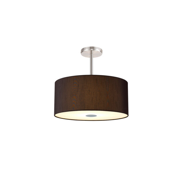 Baymont Polished Chrome 5 Light E27 Semi Flush With 40cm x 18cm Faux Silk Shade, Black/White Laminate - image 1