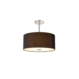 Baymont Polished Chrome 5 Light E27 Semi Flush With 40cm x 18cm Faux Silk Shade, Black/White Laminate