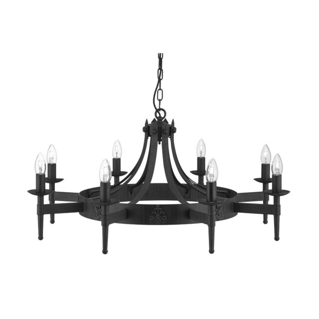 Cartwheel 8 Light Chandelier Black Finish, E14 - image 1
