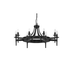 Cartwheel 8 Light Chandelier Black Finish, E14 - thumbnail 3