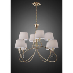 Mara Pendant 2 Tier 8 Light E14, French Gold With Ivory White Shades - thumbnail 2