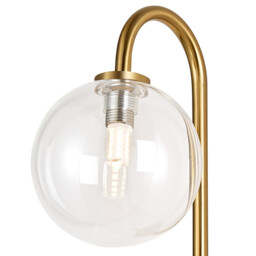 Tivoli Curved Arm Wall Light, 1 Light G9, IP44, Brass Gold/Clear Smooth Round Glass - thumbnail 5