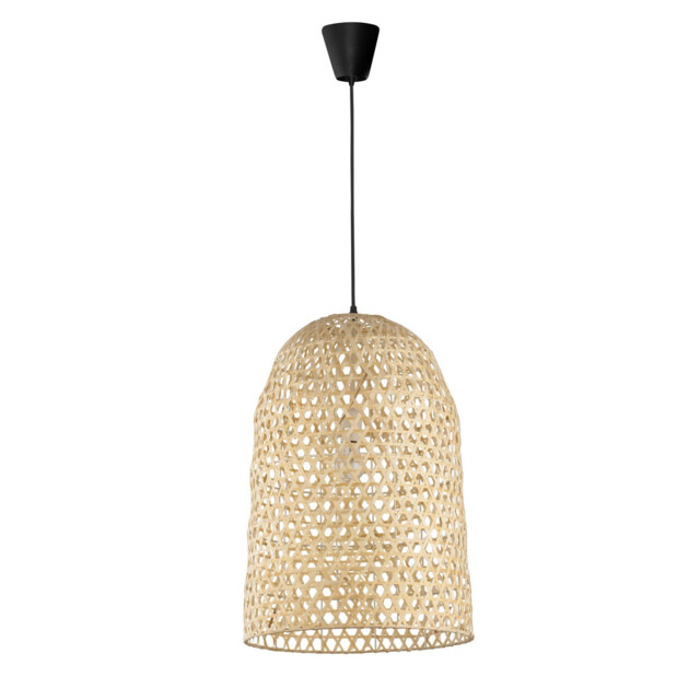 Aurora Dome Pendant Ceiling Light Natural Bamboo Black Fabric Wire, Base LED E27 - image 1