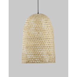 Aurora Dome Pendant Ceiling Light Natural Bamboo Black Fabric Wire, Base LED E27 - thumbnail 3