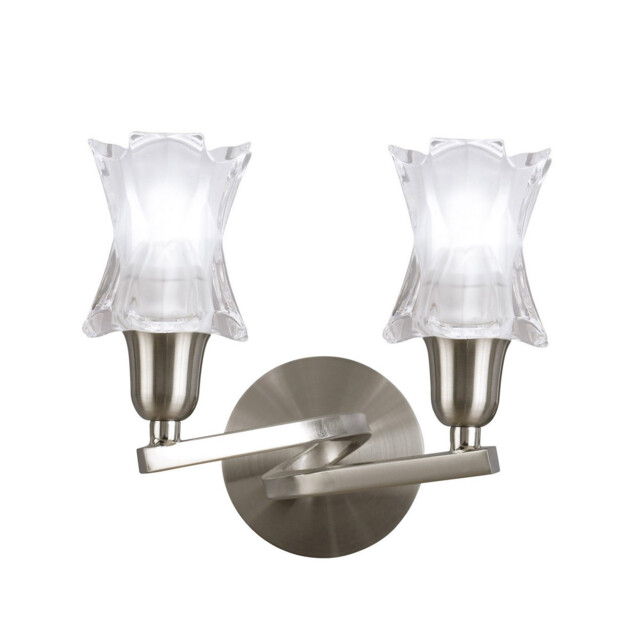 Alaska Wall Lamp Switched 2 Light L1/SGU10, Satin Nickel - image 1