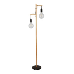 Woody 2 Light Floor Lamp, Black And Ash Wood - thumbnail 2