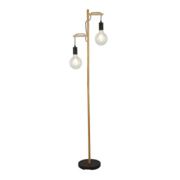 Woody 2 Light Floor Lamp, Black And Ash Wood