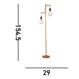 Woody 2 Light Floor Lamp, Black And Ash Wood - thumbnail 3