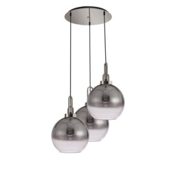 Yorktown 65cm Round 3 Light Pendant With 30cm Globe Glass, Polished Nickel/Matt Black Smoked/Clear - thumbnail 5