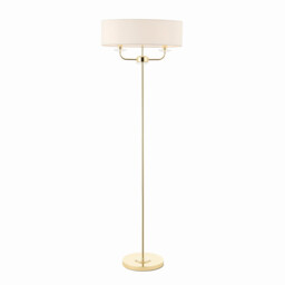 Nixon 2 Light Floor Lamp Brass, Crystal Glass, E14