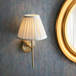 Rennes & Carla Wall Lamp with Shade Antique Brass Plate & Cream Fabric - thumbnail 3